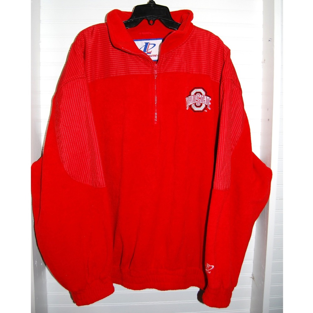 Vintage Ohio State 1/4 Zip Fleece Jacket Sz XL Embroidered Logo Athletic sweater